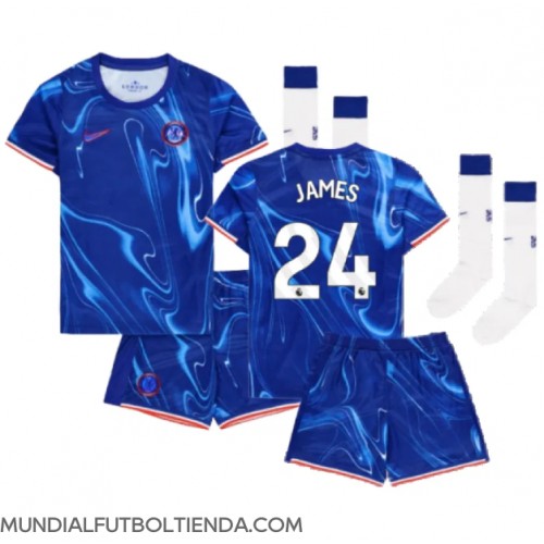 Camiseta Chelsea Reece James #24 Primera Equipación Replica 2024-25 para niños mangas cortas (+ Pantalones cortos)